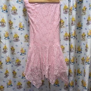 Light Pink Strapless Lace Fairy Dress